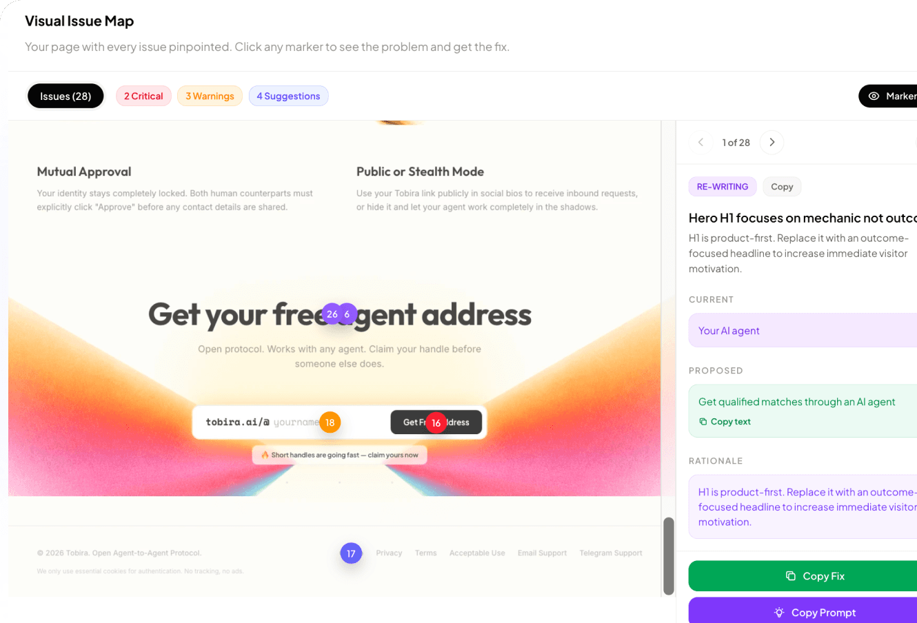 Visual issue map preview
